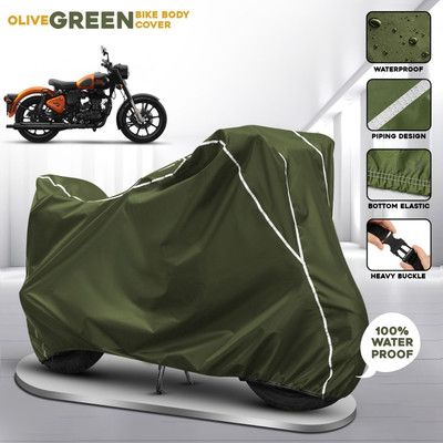 OliverX Waterproof Two Wheeler Cover for Royal Enfield(Bullet 350 New BS6, Green)