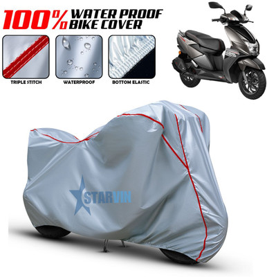 Starvin Waterproof Two Wheeler Cover for TVS(NTORQ, Silver, Red)