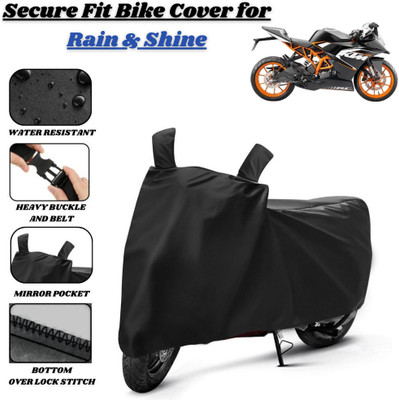 Delphinium Waterproof Two Wheeler Cover for KTM(RC 125, Black)
