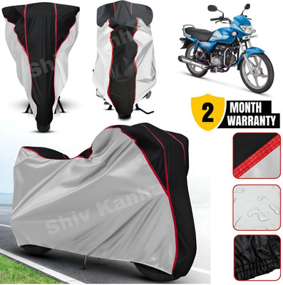 Shiv Kanha Waterproof Two Wheeler Cover for Hero(HF Deluxe BS6, Silver, Black)