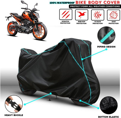 Love Me Waterproof Two Wheeler Cover for KTM(Duke 200, Black, Blue)