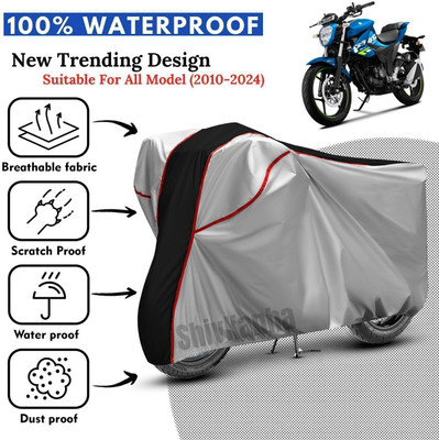 Shiv Kanha Waterproof Two Wheeler Cover for Suzuki(Gixxer, Silver, Black)