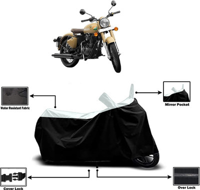 Amexride Two Wheeler Cover for Royal Enfield(Classic 350 Signals, White)