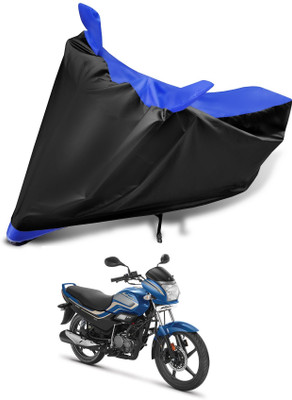 MOCKHE Two Wheeler Cover for Hero(Splendor Plus, Black, Blue)
