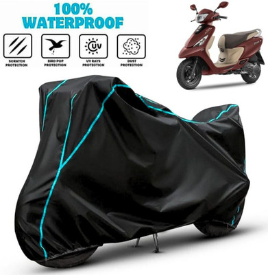 favy Waterproof Two Wheeler Cover for TVS(Scooty Zest 110, Black, Blue)