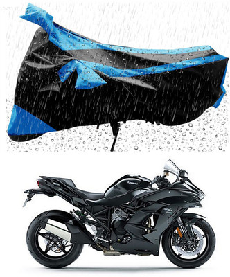 Mdstar Waterproof Two Wheeler Cover for Kawasaki(Ninja H2 SX, Blue, Black)