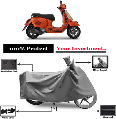 Amexride Two Wheeler Cover for Vespa(GTS Super 300, Grey)