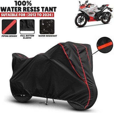 Mwiss Waterproof Two Wheeler Cover for Suzuki(Gixxer SF, Black, Red)
