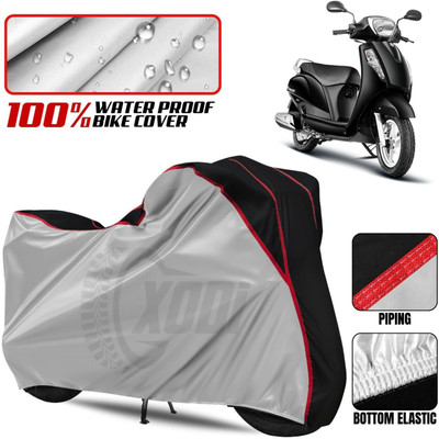 xodi Waterproof Two Wheeler Cover for Suzuki(Access, Silver, Black)
