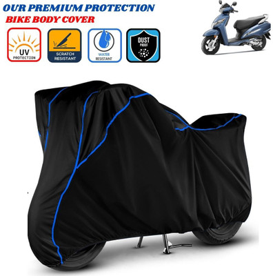Delphinium Waterproof Two Wheeler Cover for Honda(Activa 125, Black, Blue)