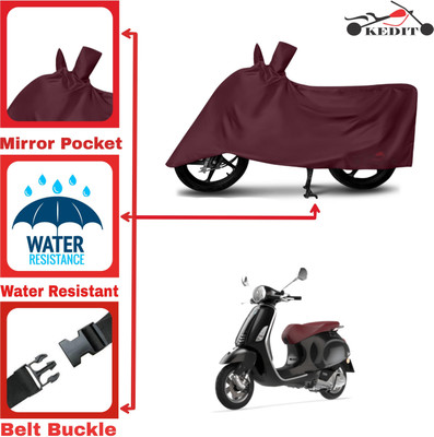 KEDIT Two Wheeler Cover for Piaggio(Vespa, Maroon)
