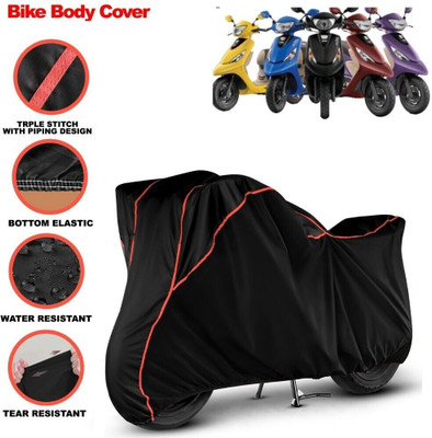 Grizzly Two Wheeler Cover for TVS(Pep Plus, Black, Red)