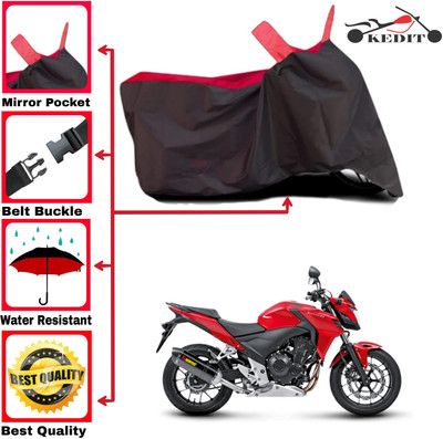 KEDIT Two Wheeler Cover for Honda(CB500F, Red, Black)