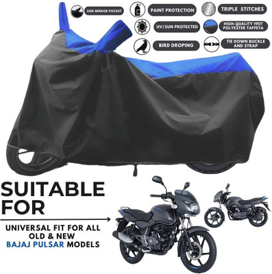 MADAFIYA Two Wheeler Cover for Bajaj(Pulsar 125 Neon BS6, Black, Blue)