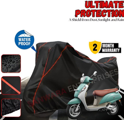 AutoGalaxy Waterproof Two Wheeler Cover for Suzuki(Access 125, Black, Red)