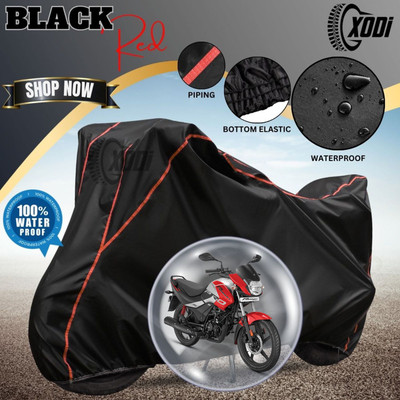 xodi Waterproof Two Wheeler Cover for Hero(Passion, Black, Red)