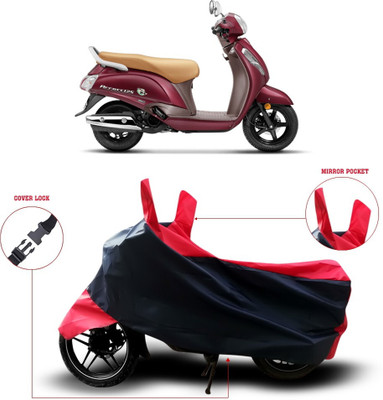 ANTHUB Waterproof Two Wheeler Cover for Suzuki(Black, Red)