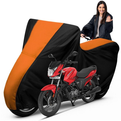 Car Styling Waterproof Two Wheeler Cover for Hero(Glamour, Black, Orange)