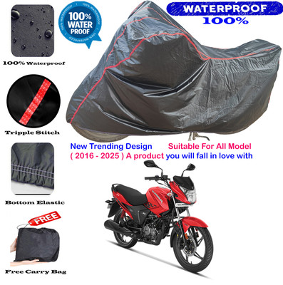 OliverX Waterproof Two Wheeler Cover for Hero(Glamour FI, Black, Red)