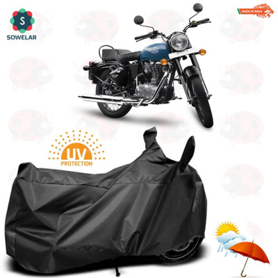 sowelar Waterproof Two Wheeler Cover for Royal Enfield(Bullet 350 New BS6, Black)