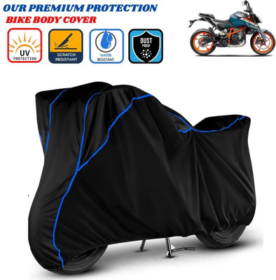 Delphinium Waterproof Two Wheeler Cover for KTM(390 Duke, Black, Blue)