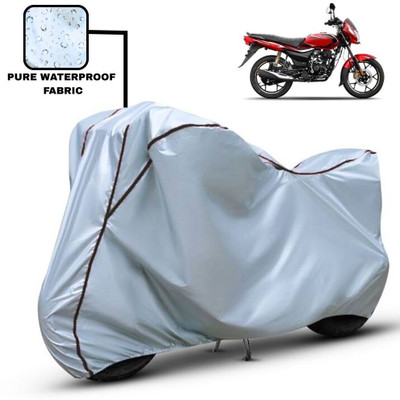 Delphinium Waterproof Two Wheeler Cover for Bajaj(Platina 110, Silver, Black)