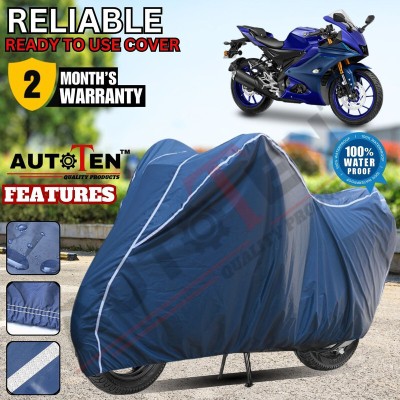 AUTOTEN Waterproof Two Wheeler Cover for Yamaha(R15, Blue, White)