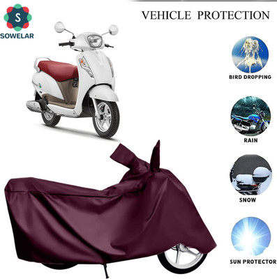 sowelar Waterproof Two Wheeler Cover for Suzuki(Access 125, Maroon)