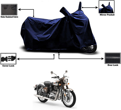 Amexride Two Wheeler Cover for Royal Enfield(Classic 350, Blue)