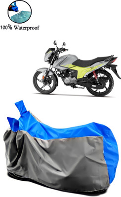 Autofly Waterproof Two Wheeler Cover for Hero(Glamour Blaze, Grey, Blue)