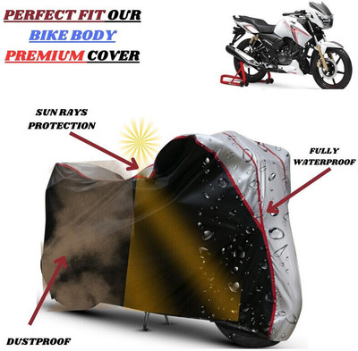 kerwa Waterproof Two Wheeler Cover for TVS(Apache RTR 180, Black, Silver)