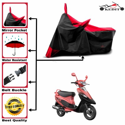 KEDIT Two Wheeler Cover for TVS(Scooty Pep+, Red, Black)