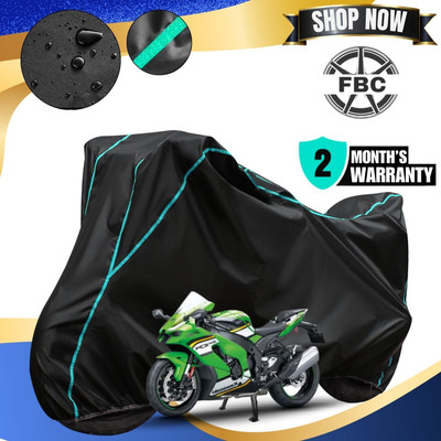AutoGalaxy Waterproof Two Wheeler Cover for Kawasaki(Ninja ZX 10R BS6, Black, Blue)