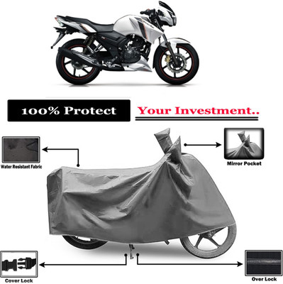 Amexride Two Wheeler Cover for TVS(Apache 150, Grey)