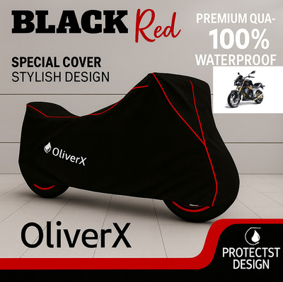 OliverX Waterproof Two Wheeler Cover for Mahindra(Mojo, Black, Red)