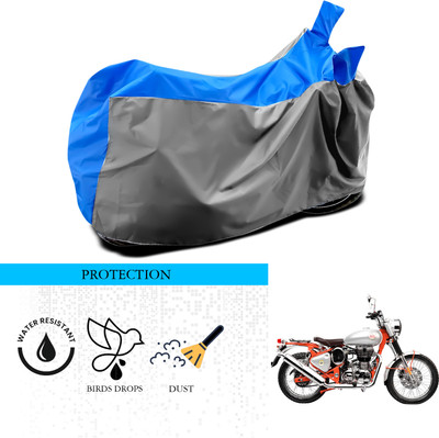 ANTHUB Waterproof Two Wheeler Cover for Royal Enfield(Bullet Trials 500, Grey, Blue)