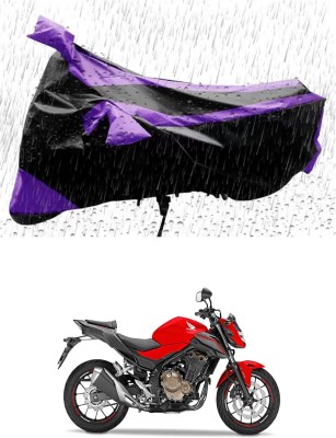 RONISH Waterproof Two Wheeler Cover for Honda(CB 500, Purple, Black)