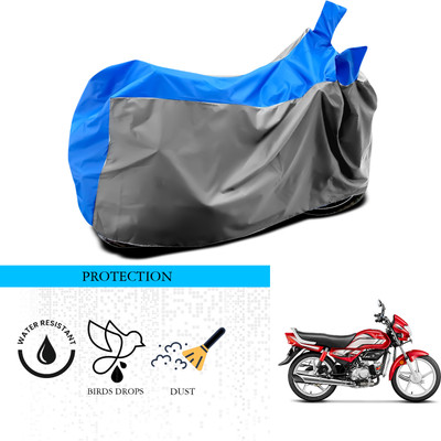 ANTHUB Waterproof Two Wheeler Cover for Hero(MotoCorp HF Deluxe, Grey, Blue)