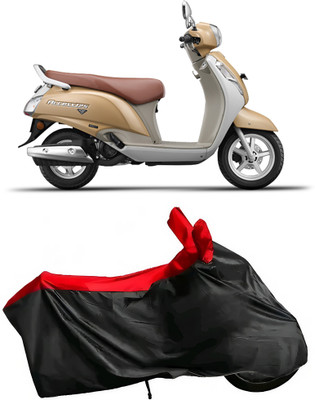 Auto World Waterproof Two Wheeler Cover for Suzuki(Access 125, Black, Red)
