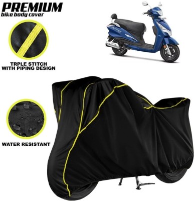 kerwa Waterproof Two Wheeler Cover for Hero(MotoCorp Destini 125, Black, Yellow)