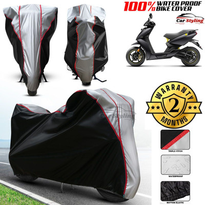 Car Styling Waterproof Two Wheeler Cover for Ather(450 X, Black, Silver)
