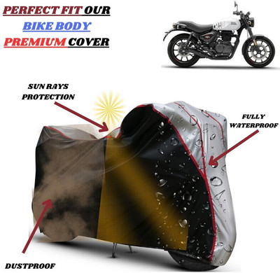 kerwa Waterproof Two Wheeler Cover for Royal Enfield(Hunter 350, Black, Silver)