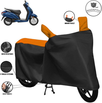 MADAFIYA Waterproof Two Wheeler Cover for Honda(Activa 5G, Black, Orange)