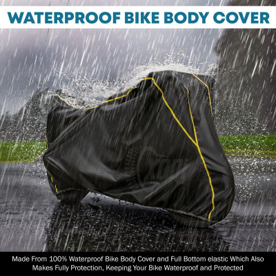 xodi Waterproof Two Wheeler Cover for Hero(HF Deluxe BS6, Black, Yellow)