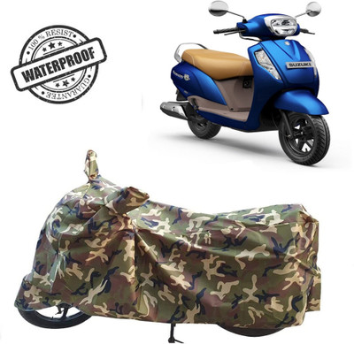 ROYAL AUTO MART Waterproof Two Wheeler Cover for Suzuki(Access 125, Green, Multicolor)