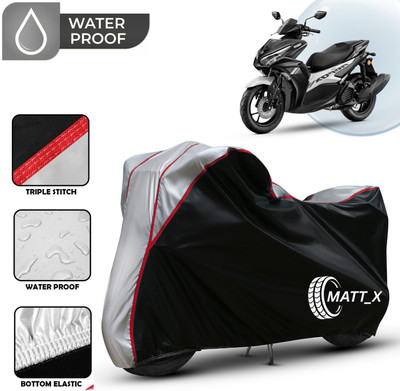 MATT_X Waterproof Two Wheeler Cover for Yamaha(Aerox 155 Maxi BS6, Black, Silver)