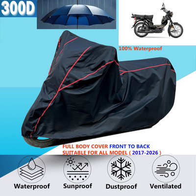 AutoGalaxy Waterproof Two Wheeler Cover for TVS(Heavy Duty Super XL, Black, Red)
