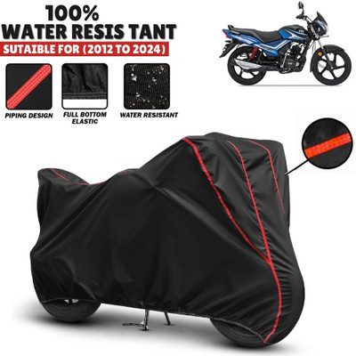 Mwiss Waterproof Two Wheeler Cover for TVS(Star City Plus, Black, Red)