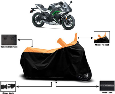 Amexride Two Wheeler Cover for Kawasaki(Ninja 650 BS6, Orange)