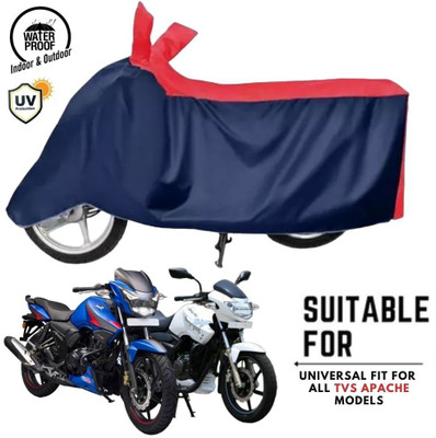 ZAQE Waterproof Two Wheeler Cover for TVS(Apache, Blue, Red)